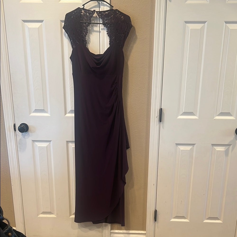 MSK Purple Backless Cowl Neck Gown
